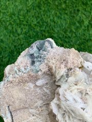 Blue Fluorite combined with Quartz Cluster on Matrix from Afghanistan