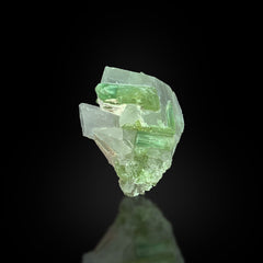 Green Tourmaline on Quartz Crystals Matrix from Afghanistan