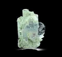 Etched Aquamarine Crystal with Schorl Tourmaline from Skardu