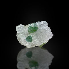 Green Tourmaline on Quartz Crystals Matrix from Afghanistan