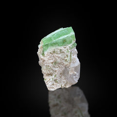 Green Tourmaline on Quartz Crystals Matrix from Afghanistan