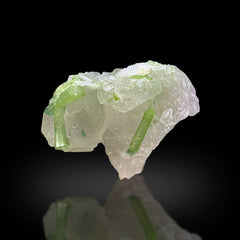 Green Tourmaline on Quartz Matrix Afghanistan