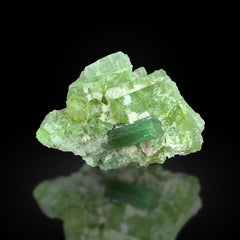 Green Tourmaline on Matrix with Quartz from Afghanistan – 63 g | 12 Pieces