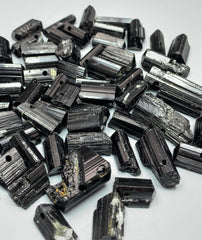 Drilled Black Tourmaline Crystals from Pakistan – 270 g Mineral Lot