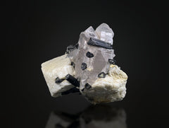 Schorl Tourmaline combined with Quartz on Feldspar Matrix from Skardu