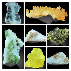 Faden Quartz Spinel Brucite Calcite Epidote Garnet Mixed Mineral Lot – 7 Pieces