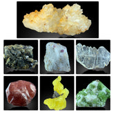 Diopside Spinel Faden Quartz Brucite Garnet Epidote Mixed Mineral Lot – 7 Pieces