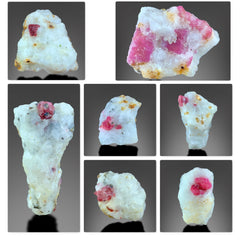 Ruby on Matrix Specimen from Afghanistan – Pink Ruby Crystals Lot of 7