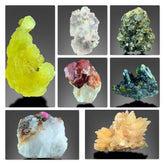 Garnet Vesuvianite Epidote Calcite Ruby Brucite Fluorite Mixed Mineral Lot – 7 Pieces