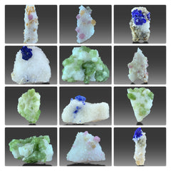 Lazurite Spinel Diopside Specimen Lot – 12 Afghan Mineral Crystals