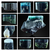 Blue Cap Tourmaline Crystals from Afghanistan – 9 Piece Crystal Lot