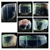 Blue Green Pink Cap Tourmaline Crystal Lot – 7 Color-Zoned Specimens