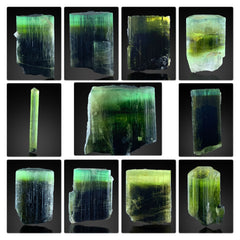 Green Cap Tourmaline Crystals from Pakistan – 11 Piece 22 g Lot