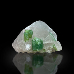 Green Tourmaline on Quartz Matrix Afghanistan