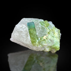 Green Tourmaline on Matrix with Quartz from Afghanistan – 63 g | 12 Pieces