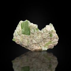 Green Tourmaline on Quartz Crystals Matrix from Afghanistan