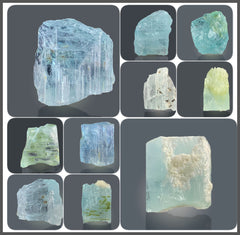 Aquamarine Crystal Specimen Lot from Pakistan – 40 g | 10 Pieces