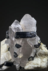Schorl Tourmaline combined with Quartz on Feldspar Matrix from Skardu