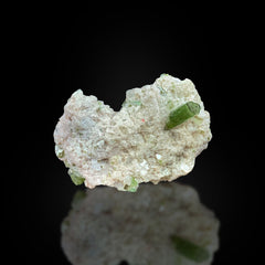 Green Tourmaline on Quartz Crystals Matrix from Afghanistan