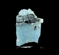 Etched Aquamarine Crystal with Schorl Tourmaline from Skardu