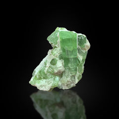 Green Tourmaline on Quartz Crystals Matrix from Afghanistan