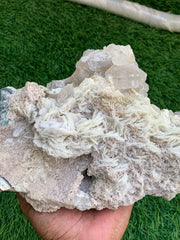 Blue Fluorite combined with Quartz Cluster on Matrix from Afghanistan
