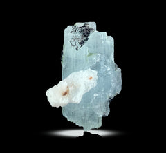 Etched Aquamarine Crystal with Schorl Tourmaline from Skardu