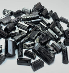 Drilled Black Tourmaline Crystals from Pakistan – 270 g Mineral Lot