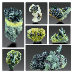 Vesuvianite Epidote Magnetite on Matrix Specimen Lot from Pakistan – 7 Pieces