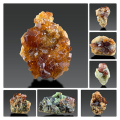 Spessartine Garnet Crystal on Matrix Specimen Lot from Pakistan – 7 Pieces