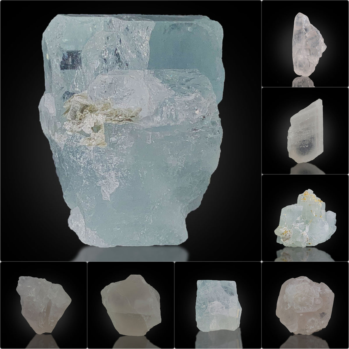 Etched Aquamarine and Morganite Crystals lot