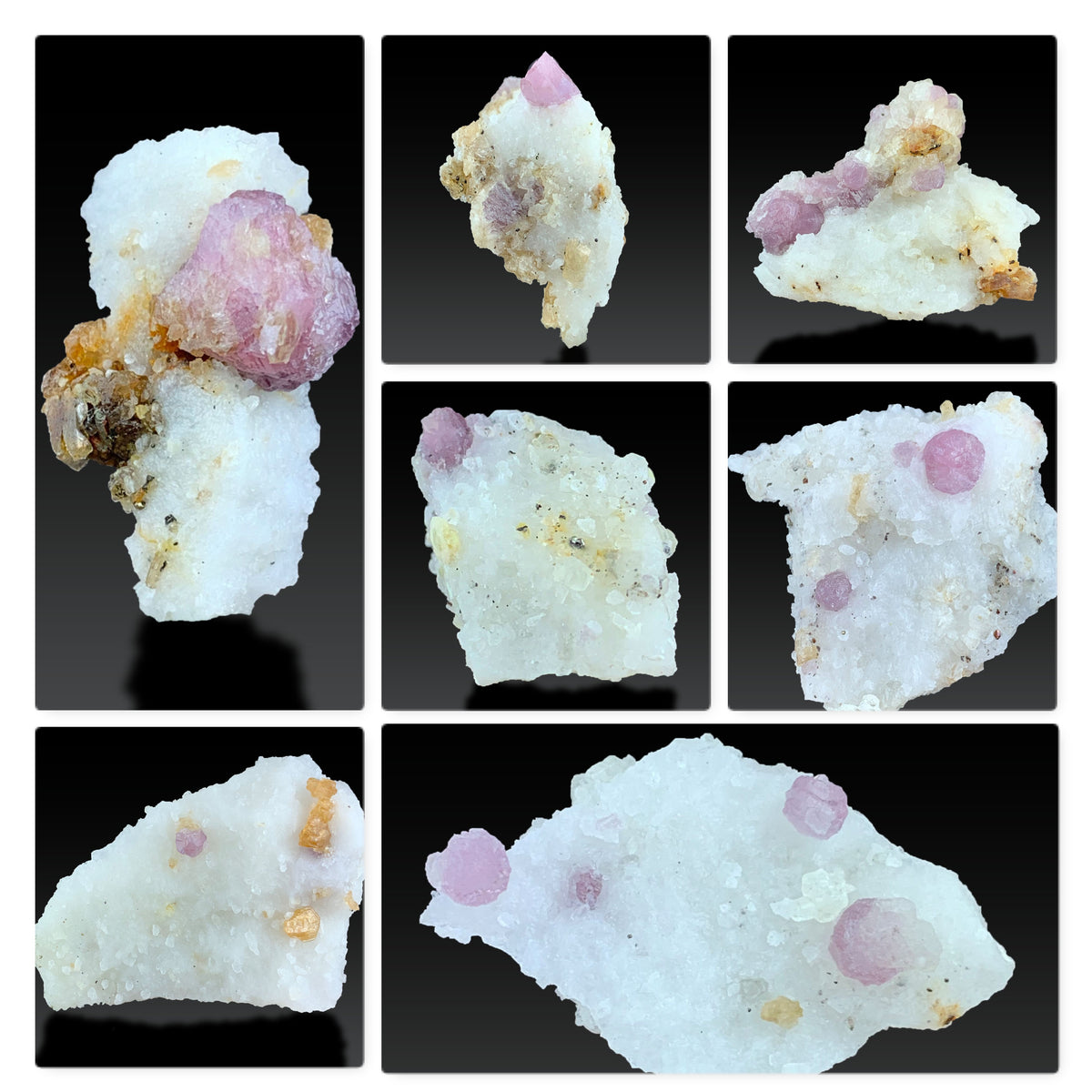 Spinel Crystal with Pyrite Specimen Lot from Afghanistan – 7 Pieces