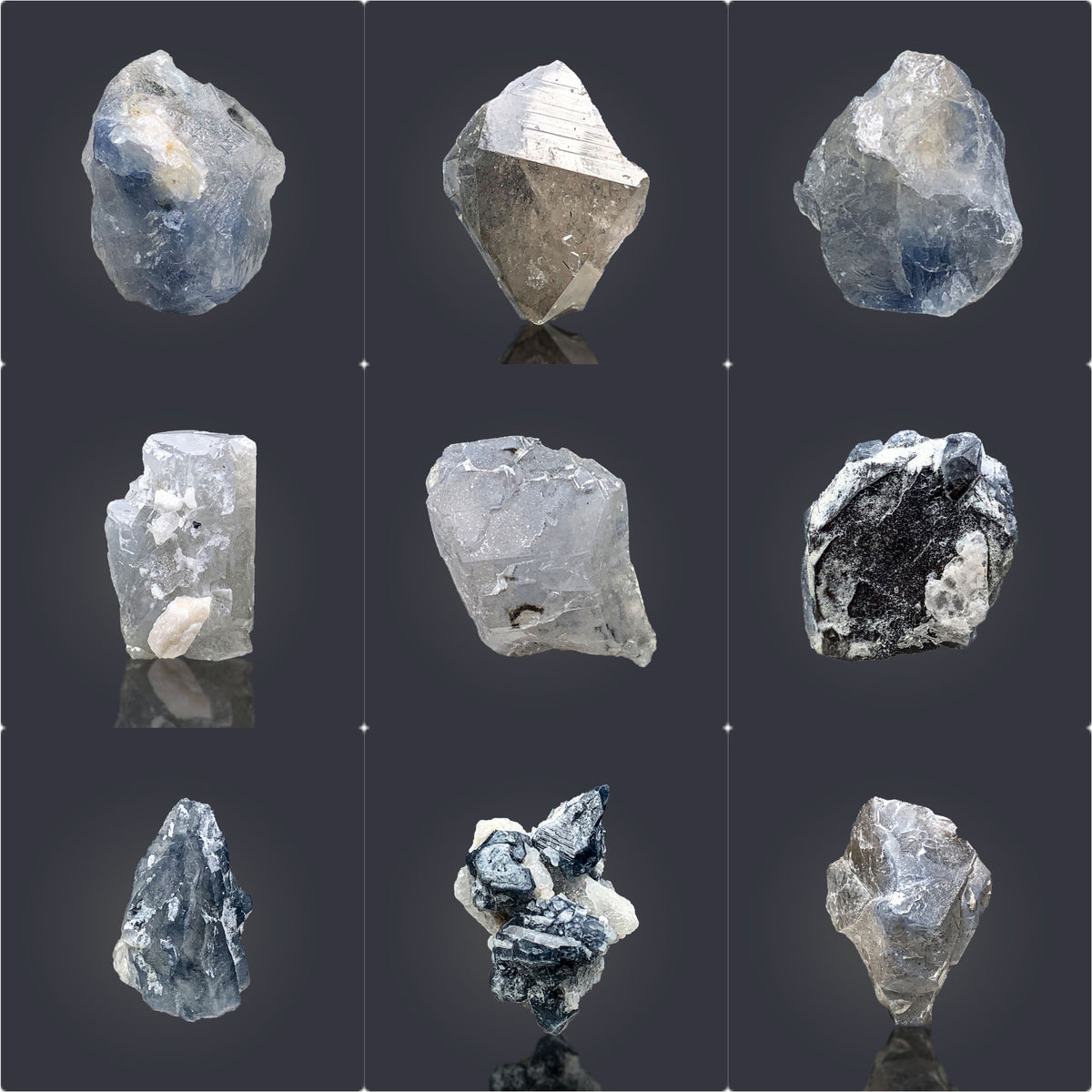 Blue Quartz Specimen Lot from Afghanistan – 62 g | 9 Pieces
