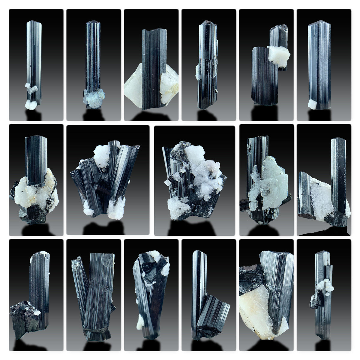 Black Tourmaline Specimen Lot from Pakistan – 17 Pieces