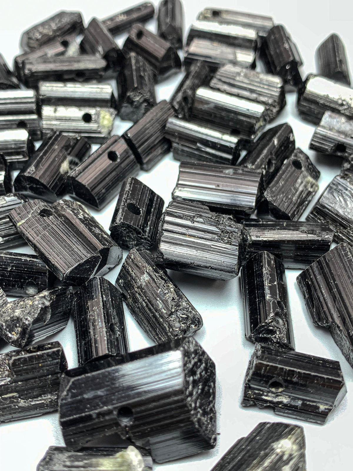 Drilled Black Tourmaline Crystals from Pakistan – 270 g Mineral Lot