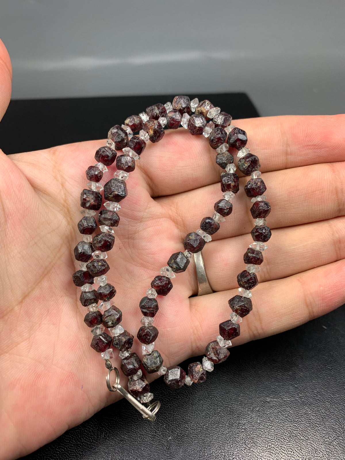 Red Garnet and Diamond Quartz Locket Jewelry from Pakistan