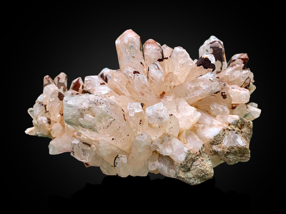Iron Coated Quartz Cluster on Matrix from Pakistan