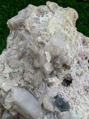 Blue Fluorite combined with Quartz Cluster on Matrix from Afghanistan