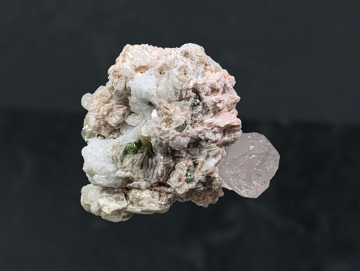 Green Tourmaline with Quartz and Lepidolite Mica from Afghanistan – 74 g