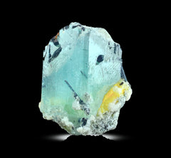Etched Aquamarine Crystal with Schorl Tourmaline from Skardu
