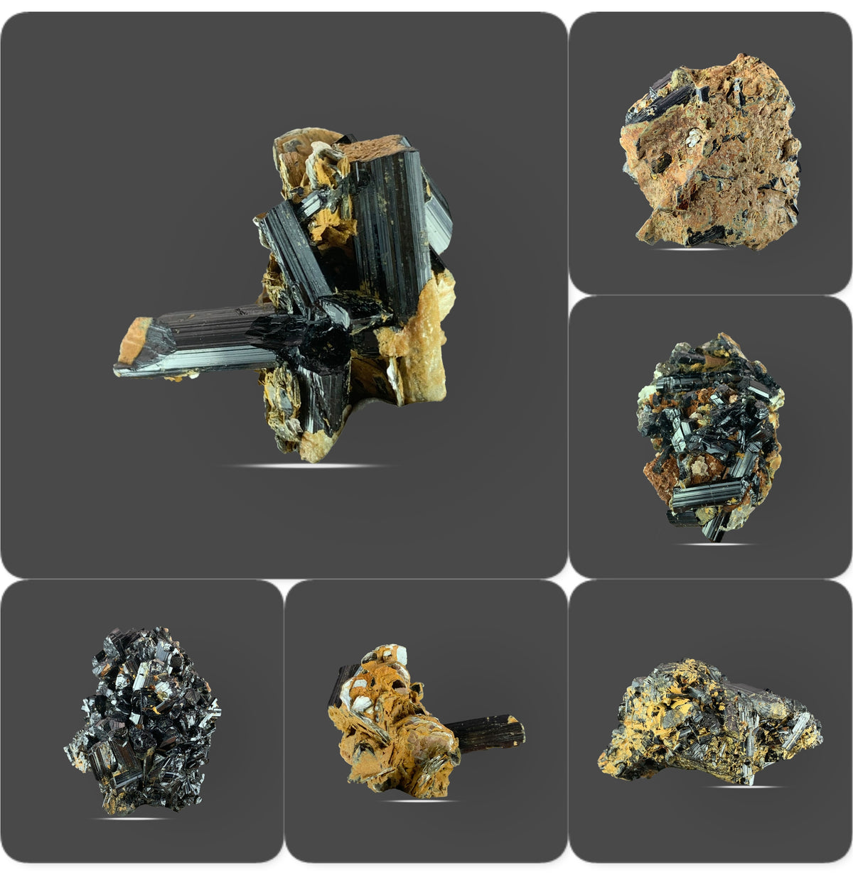 Schorl Tourmaline Cluster on Matrix Specimens Lot from Skardu, Pakistan