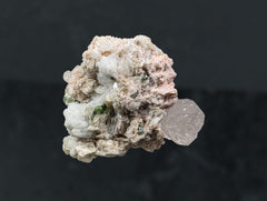 Green Tourmaline with Quartz and Lepidolite Mica from Afghanistan – 74 g