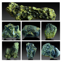 Green Epidote Specimen Lot from Pakistan – 7 Mineral Specimens