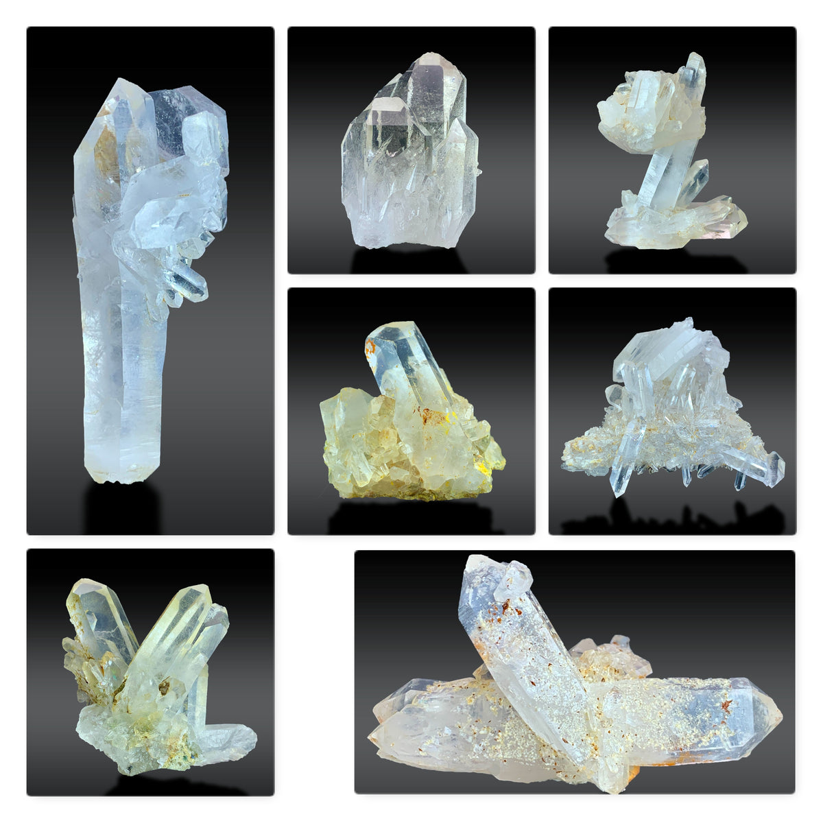 Quartz Crystal Cluster Lot from Pakistan – 7 Mineral Specimens