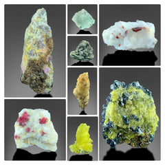 Brucite Quartz Spinel Vesuvianite Epidote Fluorite Crystal Specimen Lot – 8 Pieces
