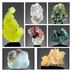Garnet Vesuvianite Epidote Calcite Ruby Brucite Fluorite Mixed Mineral Lot – 7 Pieces