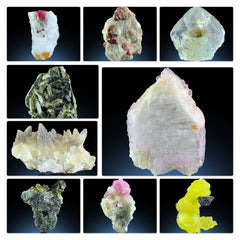 Brucite Rose Quartz Fluorite Calcite Garnet Vesuvianite Ruby Corundum Epidote Mineral Lot – 9 Pieces