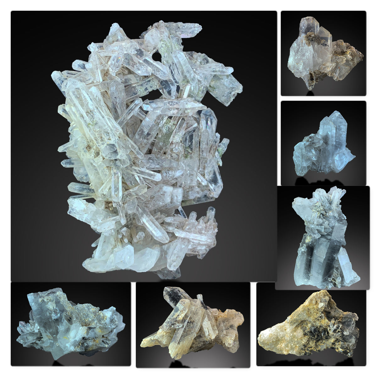Luster Laser Quartz Cluster Specimen Lot – 7 Pieces