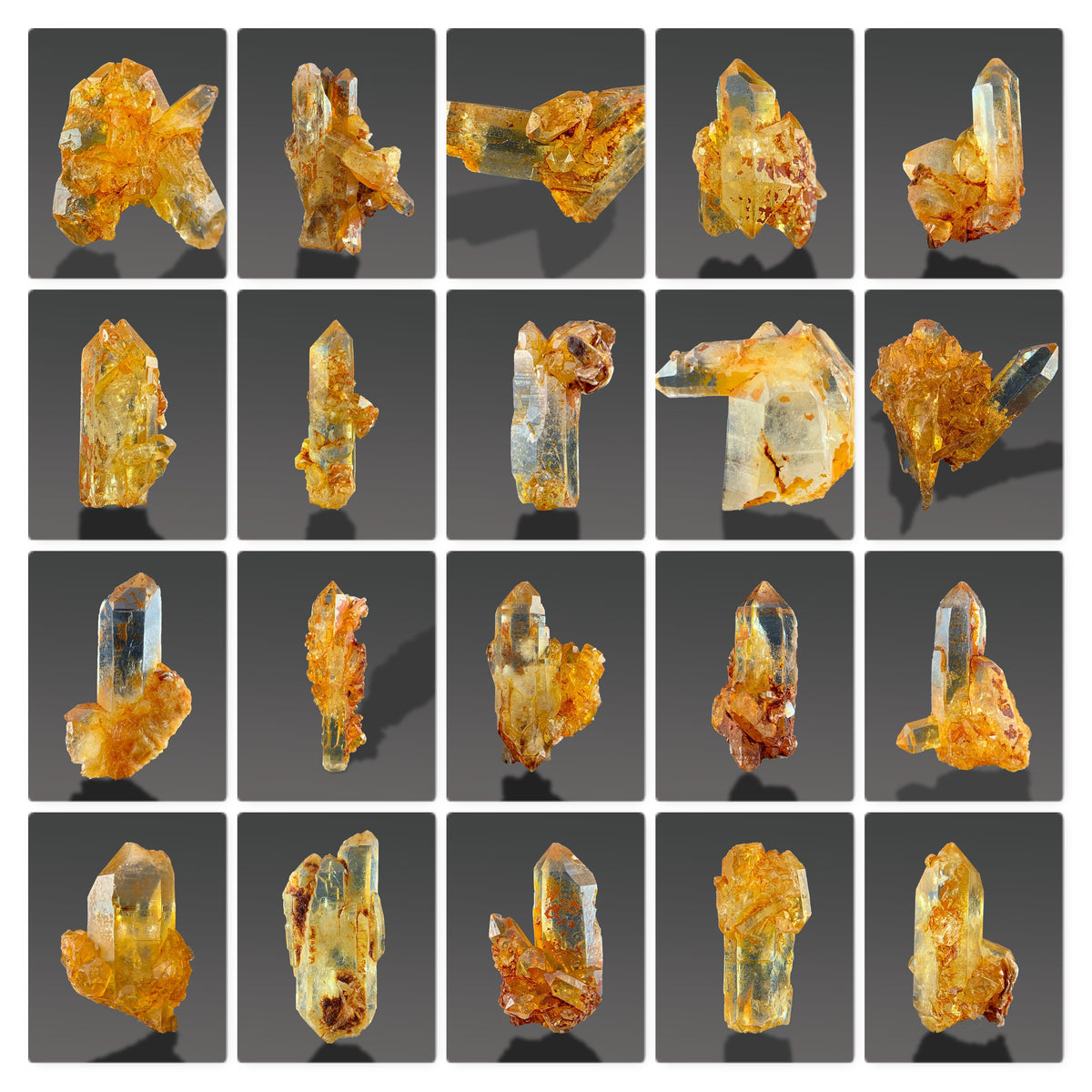 Iron Coated Quartz Crystals from Pakistan – Lustrous 20 Piece Mineral Lot