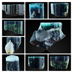Blue Cap Tourmaline Crystals from Afghanistan – 9 Piece Crystal Lot